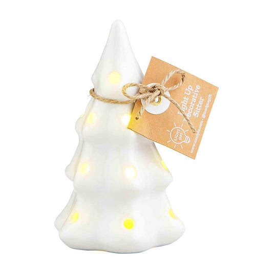 Mud Pie Mud Pie White Tree Light Up Holiday Sitter | CeCe's Home & Gifts