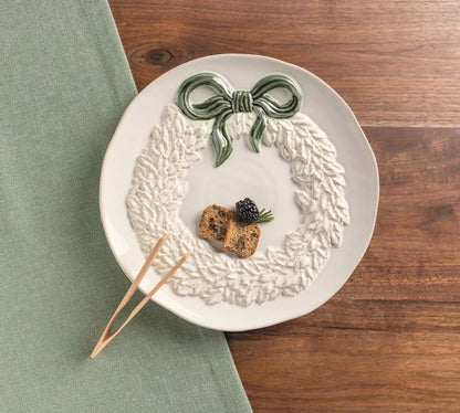 Mud Pie Mud Pie White Wreath Cookie Plate Set | CeCe's Home & Gifts