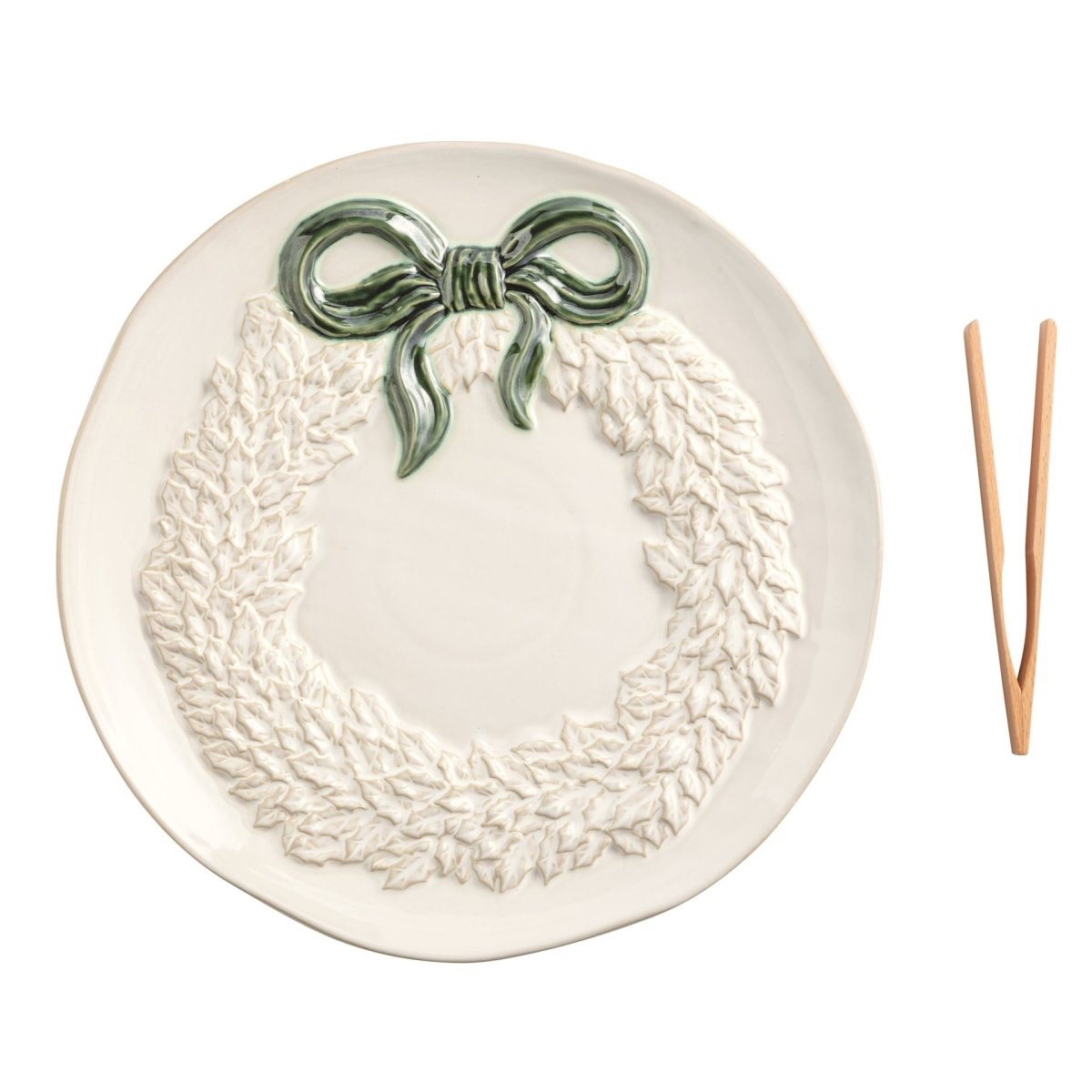 Mud Pie Mud Pie White Wreath Cookie Plate Set | CeCe's Home & Gifts