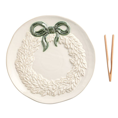 Mud Pie Mud Pie White Wreath Cookie Plate Set | CeCe's Home & Gifts