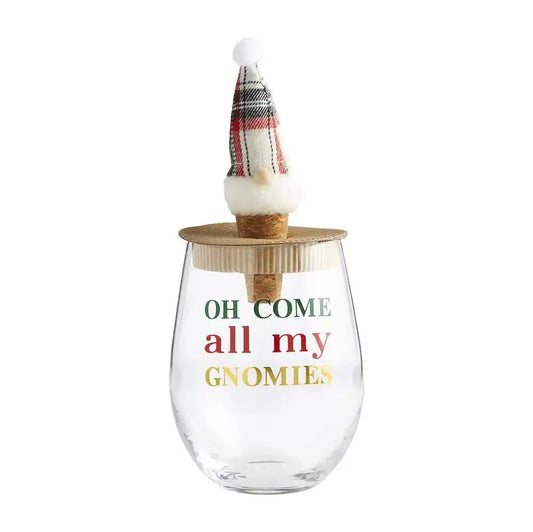Mud Pie Wine Glass and Gnome Stopper Set (16oz) - CeCe's Home & Gifts