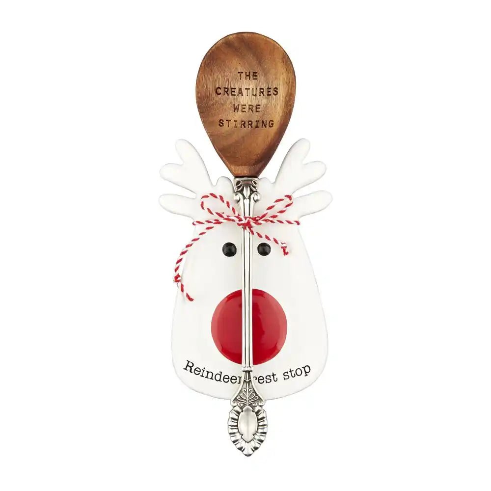 Mud Pie Wood Reindeer Spoon Rest Set - CeCe's Home & Gifts