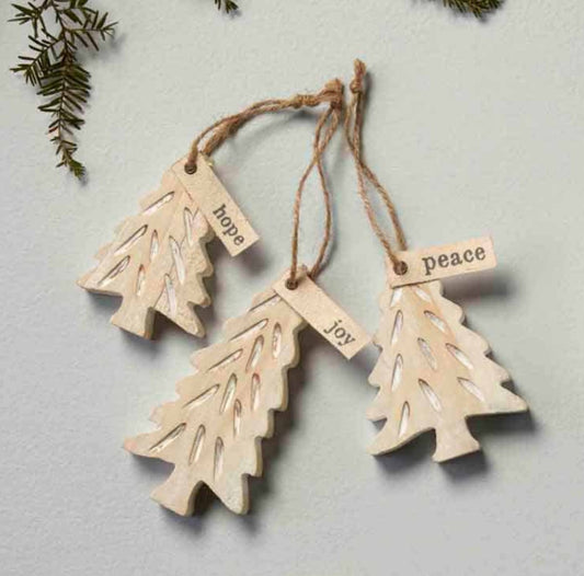 Mud Pie Wooden Tree Tag Ornaments - CeCe's Home & Gifts
