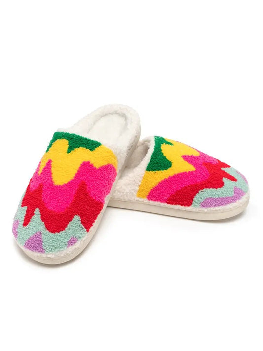 Multi - Colored Wavy Pattern Slippers - CeCe's Home & Gifts