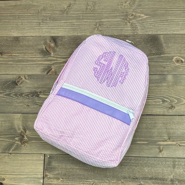 Oh Mint! Pink & Puple Seersucker Small Backpack | CeCe's Home & Gifts
