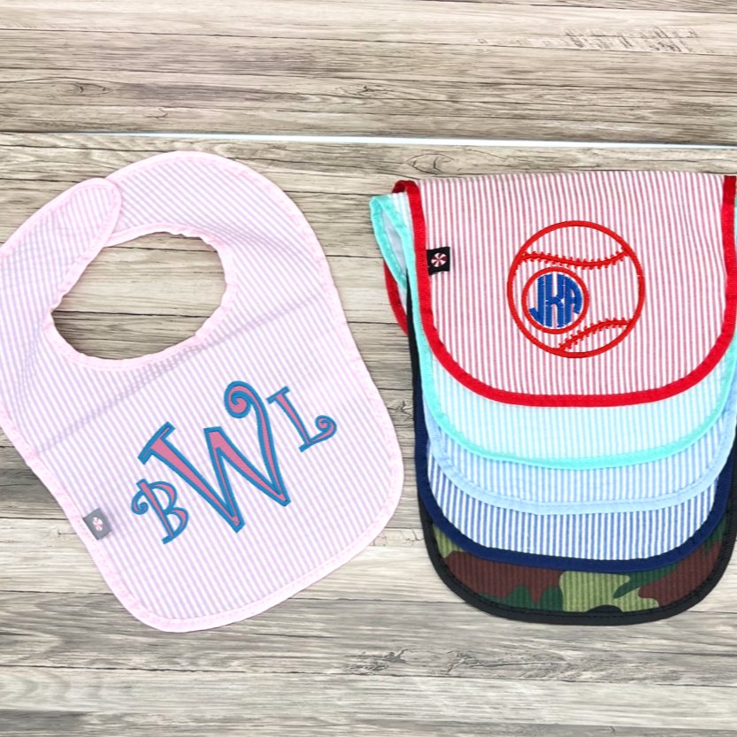 Oh Mint! Seersucker Baby Bib | Oh Mint - CeCe's Home & Gifts