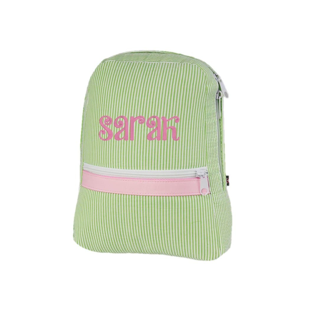 Oh Mint! Pink & Green Seersucker Small Backpack | CeCe's Home & Gifts