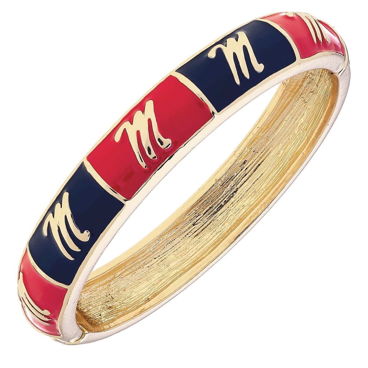 Canvas Style Ole Miss Rebels Sculpted Enamel Checkered Hinge Bangle | Canvas Style | CeCe's Home & Gifts