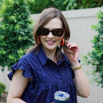 Canvas Style Orange Tigers Resin Logo Hoop Earrings | CeCe's Home & Gifts