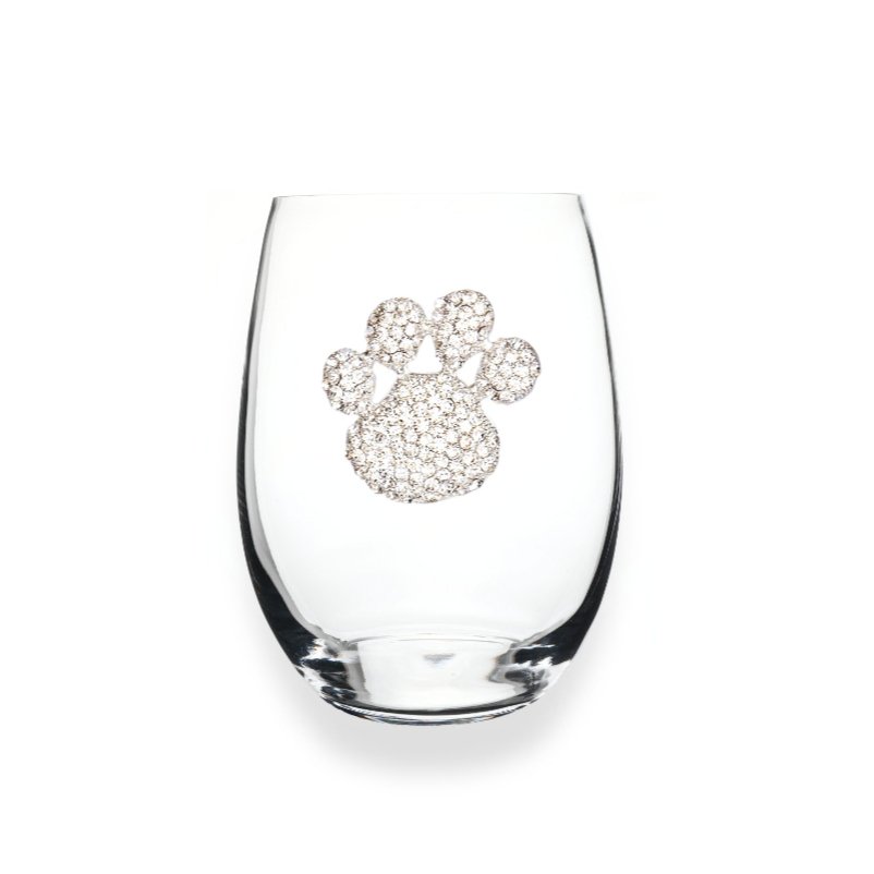 The Queens' Jewels Paw Print Jeweled Stemless Glassware | CeCe's Home & Gifts