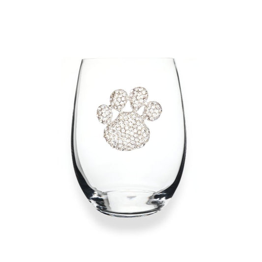 Paw Print Jeweled Stemless Glassware - CeCe's Home & Gifts