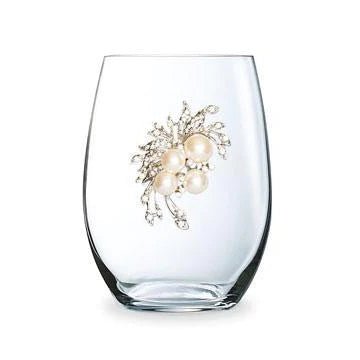 The Queens' Jewels Pearl Bouquet Jeweled Stemless Glassware | CeCe's Home & Gifts