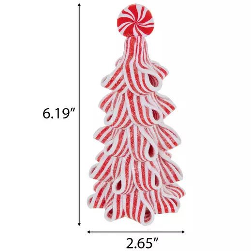 Mud Pie Peppermint Candy Stripe Tree Light-Up Sitter | CeCe's Home & Gifts