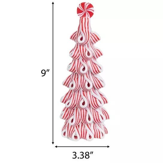 Mud Pie Peppermint Candy Stripe Tree Light-Up Sitter - 3 Sizes | CeCe's Home & Gifts