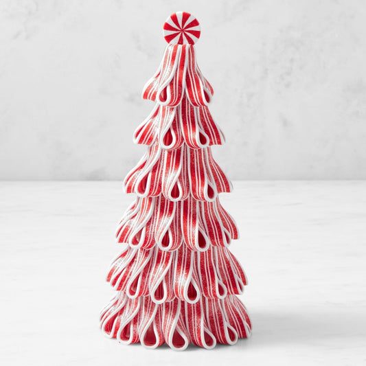 Mud Pie Peppermint Candy Stripe Tree Light-Up Sitter | CeCe's Home & Gifts
