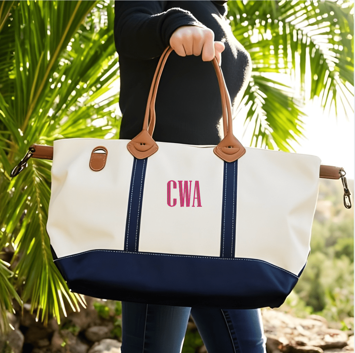 CB Station Personalized Canvas Weekender Bag | Free Monogram | CeCe's Home & Gifts