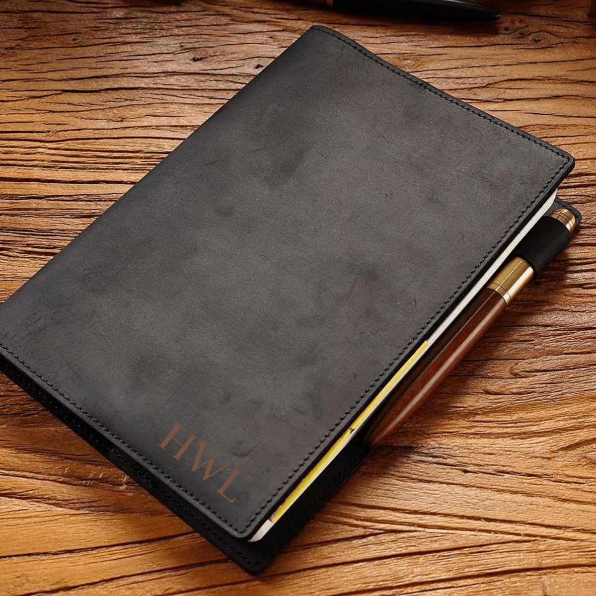 Monograms by CeCe Personalized Dark Brown Leather Refillable Journal | CeCe's Home & Gifts