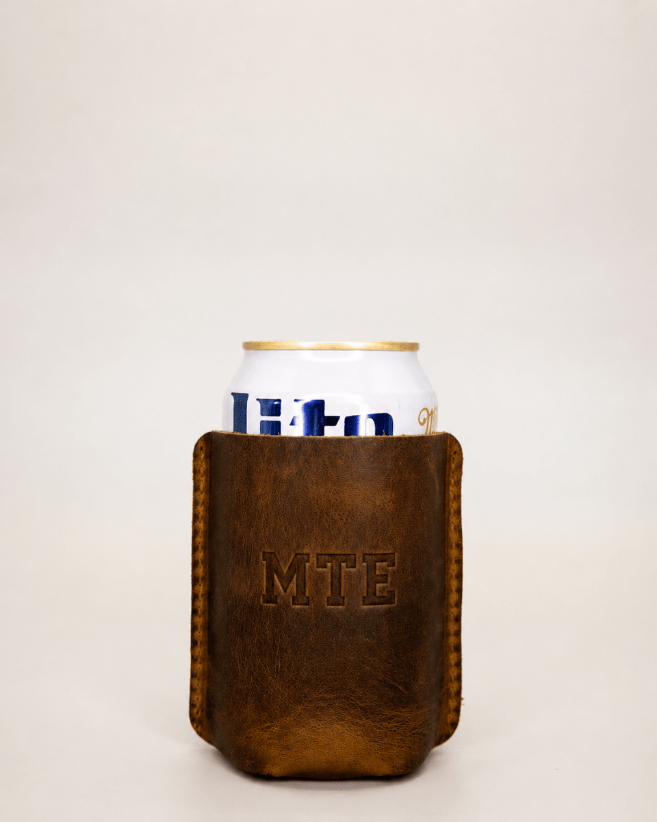 Lindy Leather Personalized Hand-Sewn Leather Can Coolie | CeCe's Home & Gifts