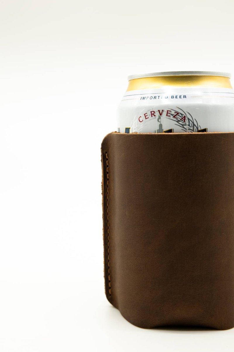 Lindy Leather Personalized Hand-Sewn Leather Can Coolie | CeCe's Home & Gifts