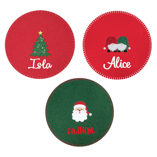 C&F HOME Personalized Holiday Gnome Felt Round Placemat | CeCe's Home & Gifts