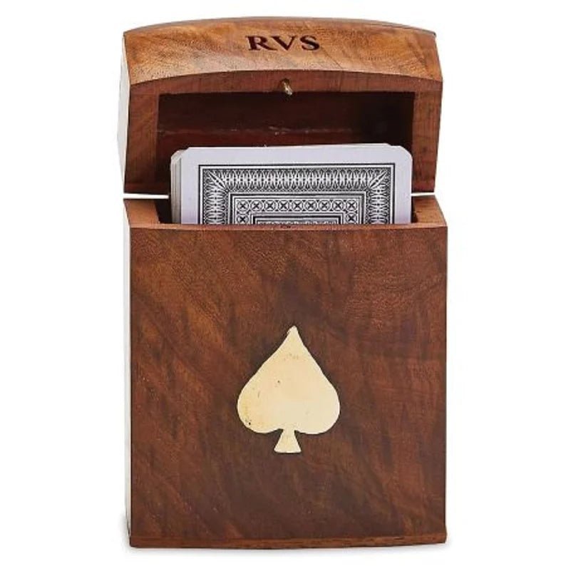Two's Company Personalized Wood Playing Card Box Set | CeCe's Home & Gifts
