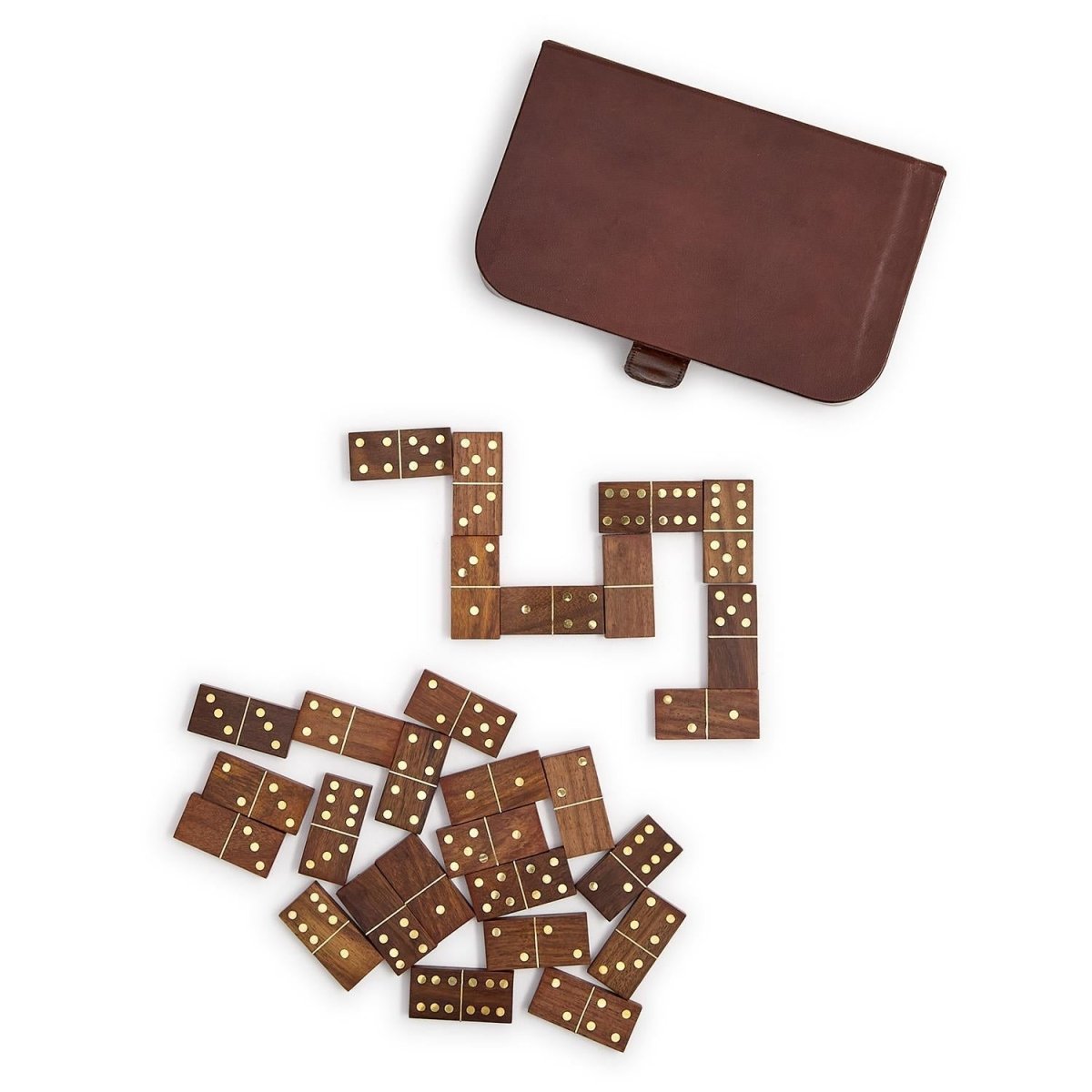 Two's Company Personalized Wooden Domino Set with Leather Case | CeCe's Home & Gifts