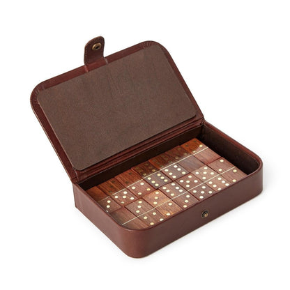 Two's Company Personalized Wooden Domino Set with Leather Case | CeCe's Home & Gifts