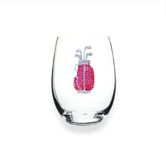 Pink Golf Bag Jeweled Stemless Glass - CeCe's Home & Gifts