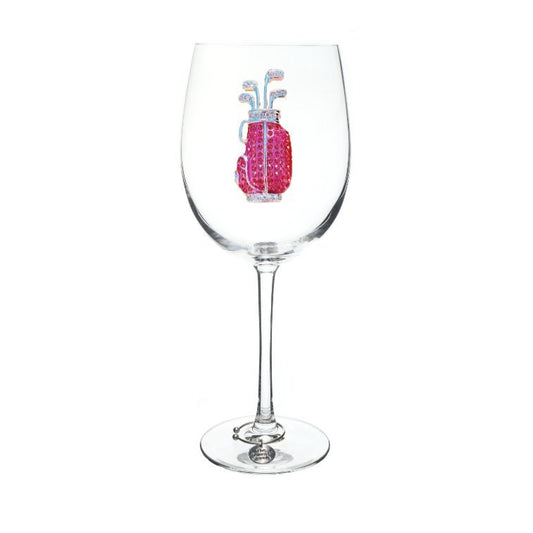The Queens' Jewels Pink Golf Bag Jeweled Stemmed Glassware | CeCe's Home & Gifts