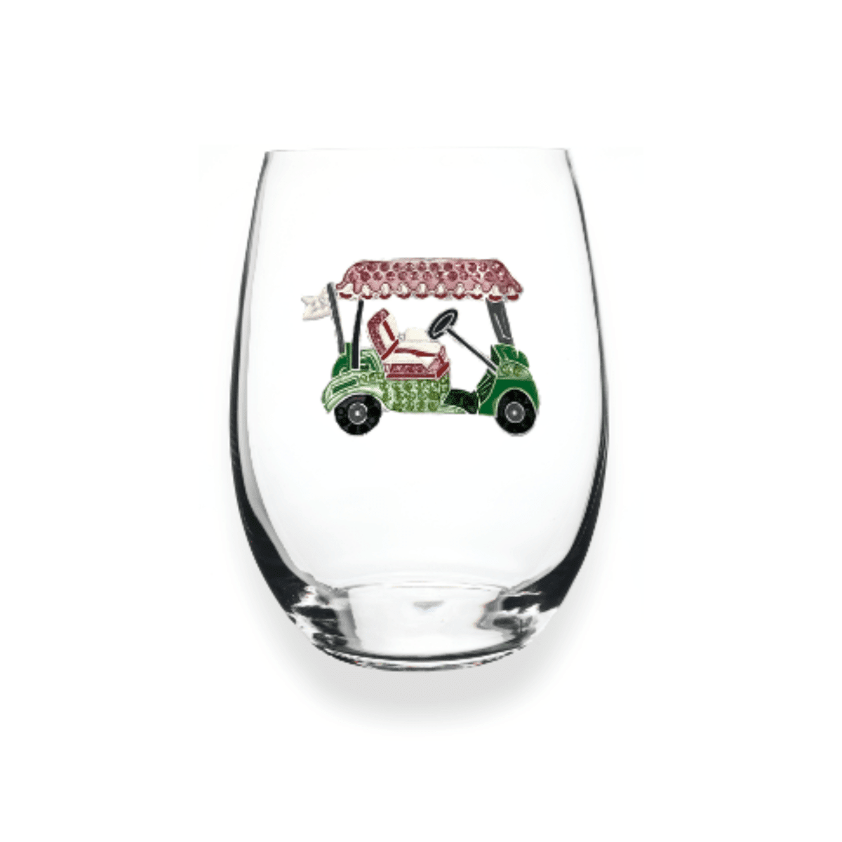 The Queens' Jewels Pink Golf Cart Jeweled Stemless Glass | CeCe's Home & Gifts