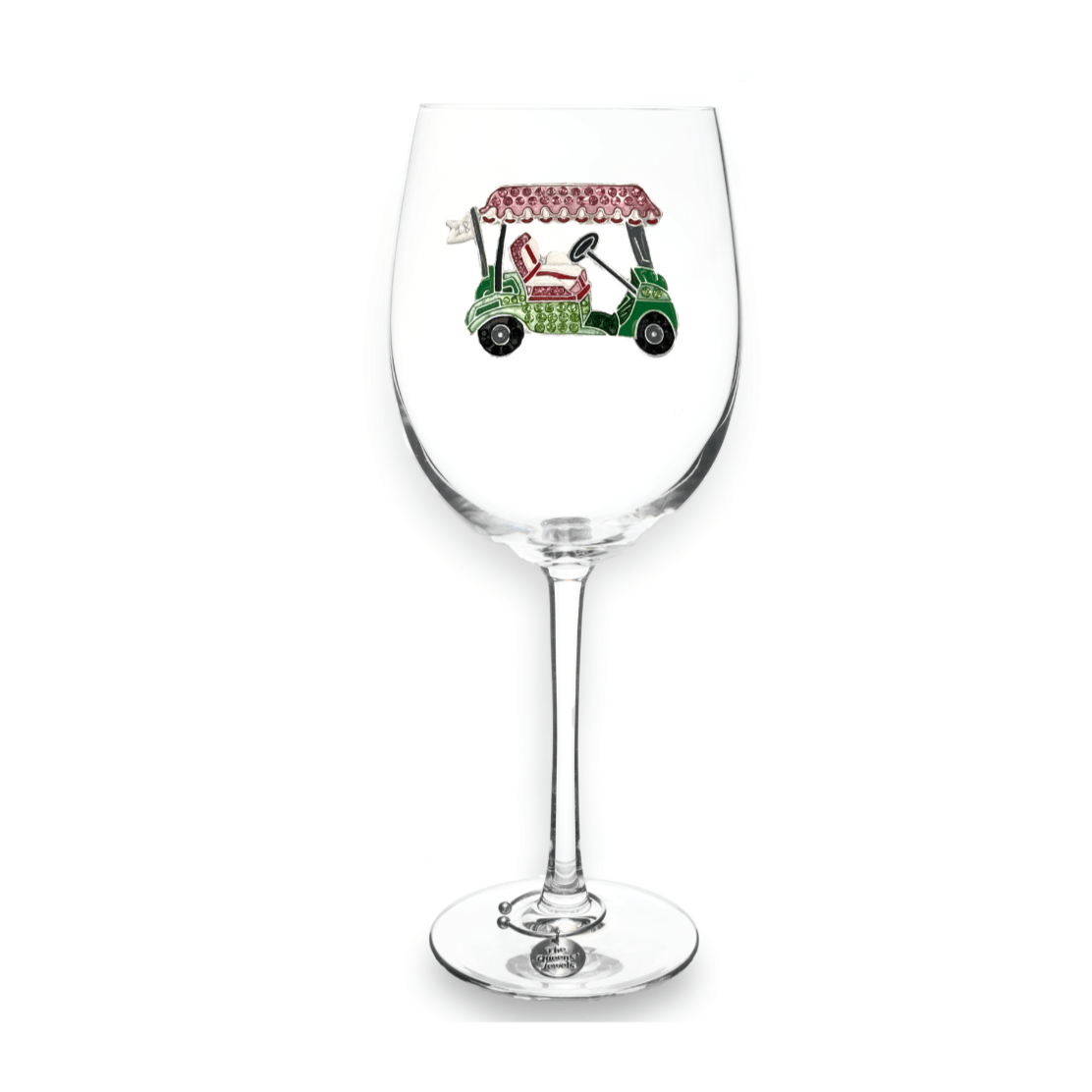 The Queens' Jewels Pink Golf Cart Jeweled Stemmed Glass | CeCe's Home & Gifts