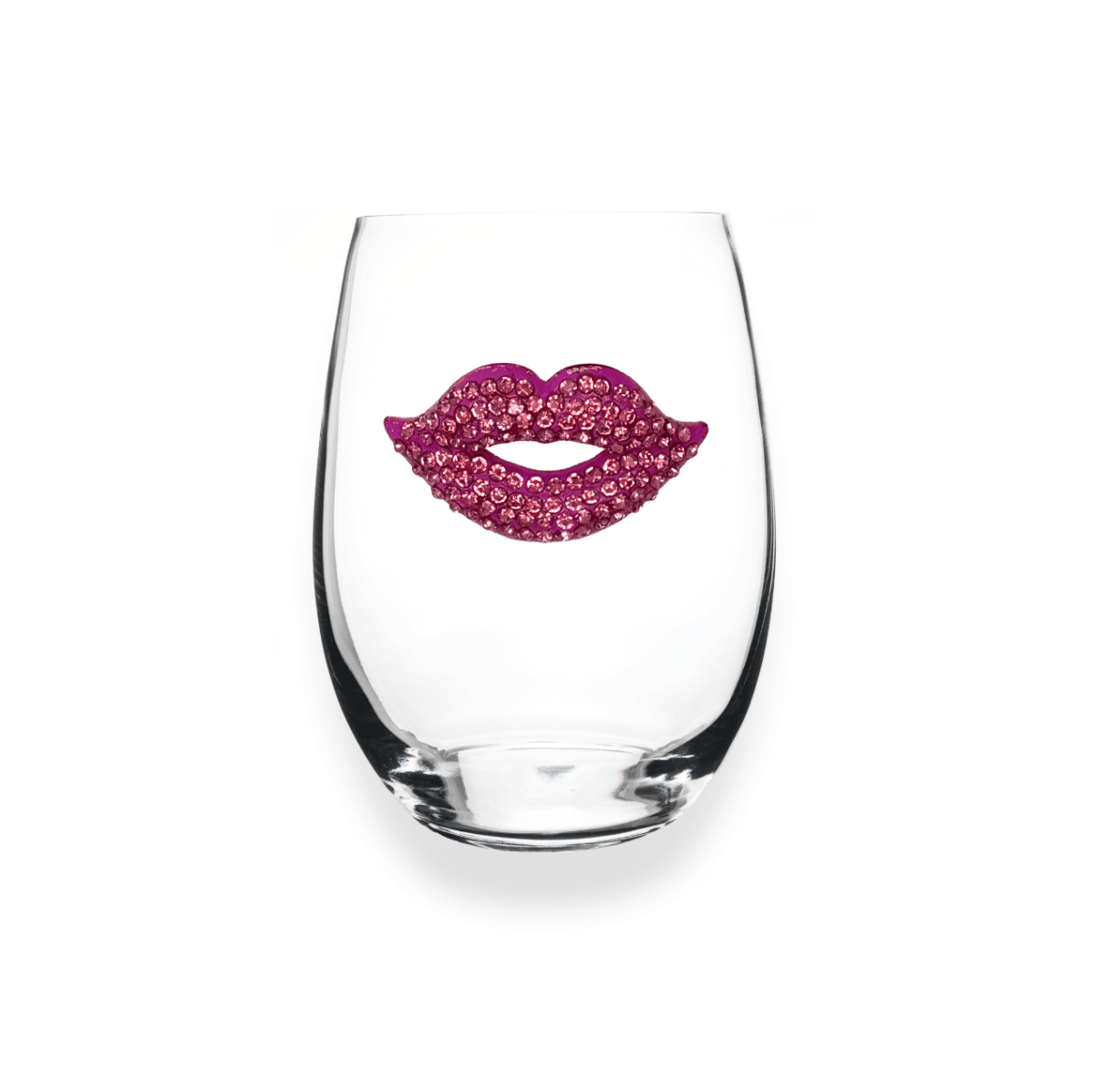The Queens' Jewels Pink Lips Jeweled Stemless Glassware | CeCe's Home & Gifts