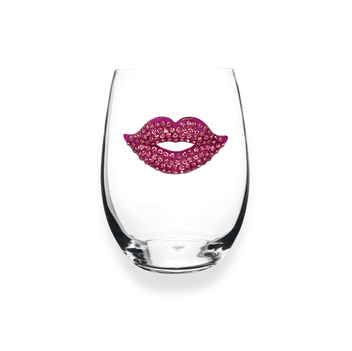 The Queens' Jewels Pink Lips Jeweled Stemless Glassware | CeCe's Home & Gifts