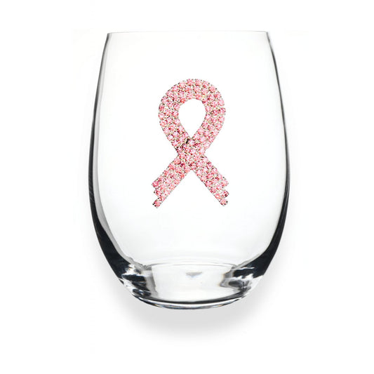 Pink Ribbon Jeweled Stemless Glassware - CeCe's Home & Gifts