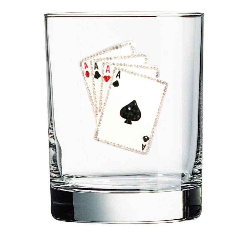 The Queens' Jewels Playing Cards Jeweled Double Old-Fashioned Glass | CeCe's Home & Gifts