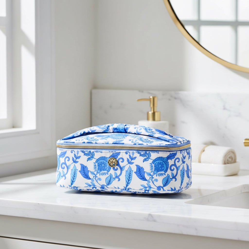 Mary Square Porcelain Vines "Make Me Blush" Makeup Bag | CeCe's Home & Gifts