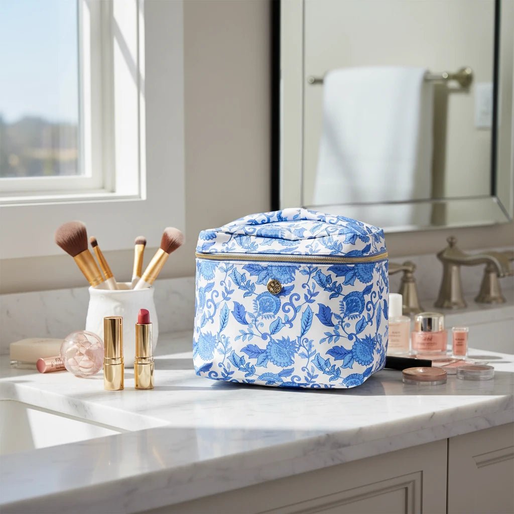 Mary Square Porcelain Vines "Ultraglam' Makeup Bag | CeCe's Home & Gifts