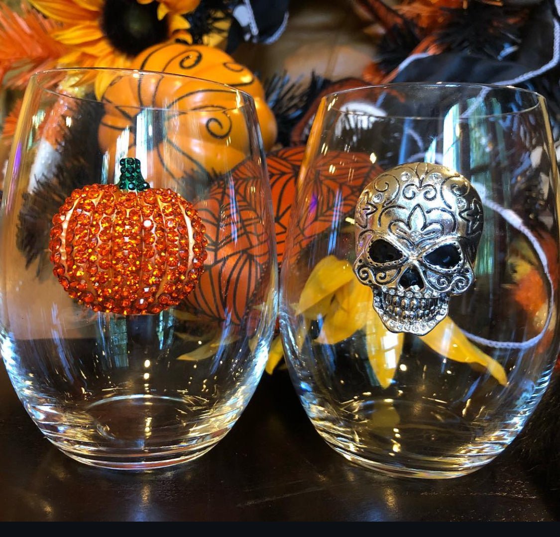 Pumpkin Jeweled Stemless Glassware - CeCe's Home & Gifts