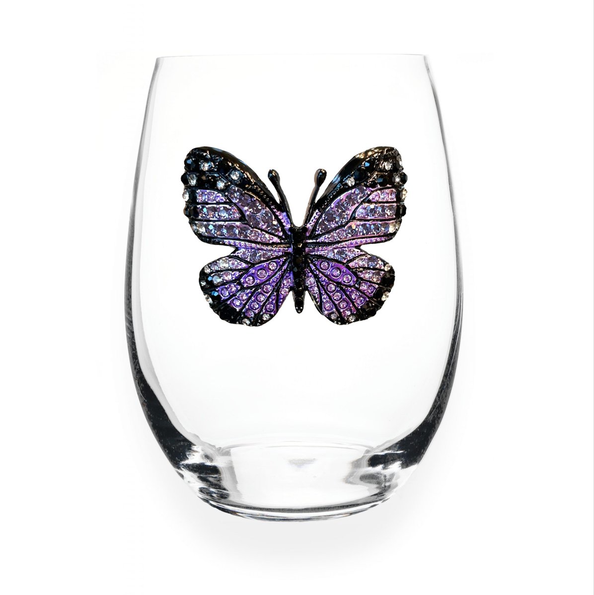 The Queens' Jewels Purple Butterfly Jeweled Stemless Glassware | CeCe's Home & Gifts