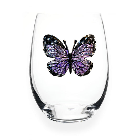 Purple Butterfly Jeweled Stemless Glassware - CeCe's Home & Gifts