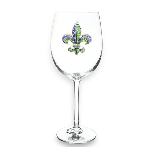 Purple & Green Diamond Fleur de Lis Stemmed Glassware - CeCe's Home & Gifts