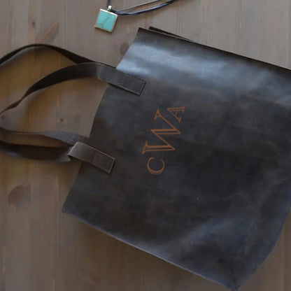 Lindy Leather Raw Edge Genuine Leather Tote Bag | CeCe's Home & Gifts