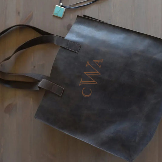 Raw Edge Genuine Leather Tote Bag - CeCe's Home & Gifts