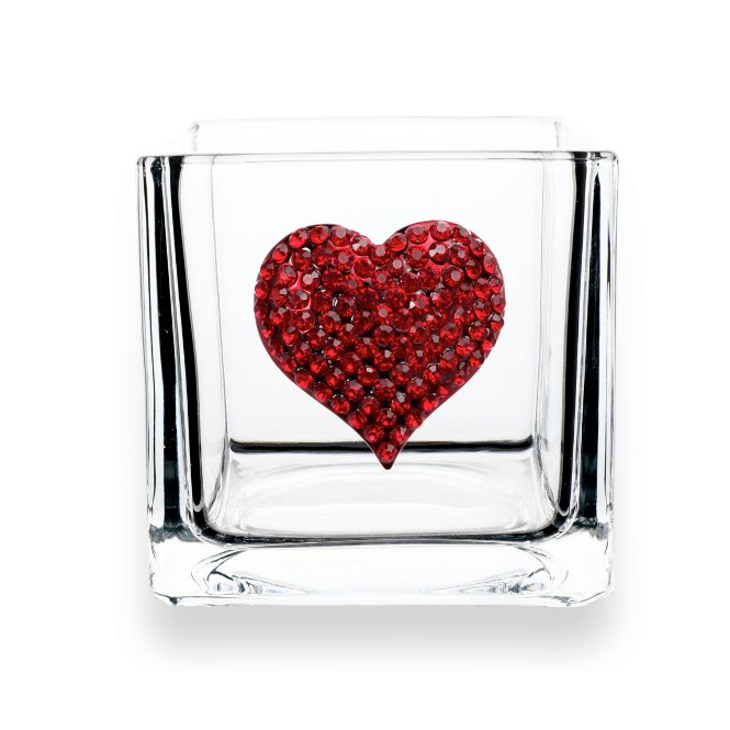 The Queens' Jewels Red Heart Jeweled Decorative Glass Bowl | CeCe's Home & Gifts