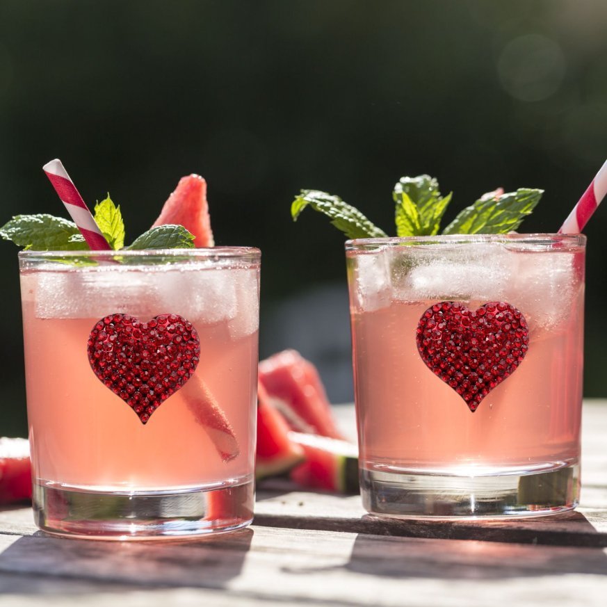 The Queens' Jewels Red Heart Jeweled Double Old-Fashioned Glassware | CeCe's Home & Gifts
