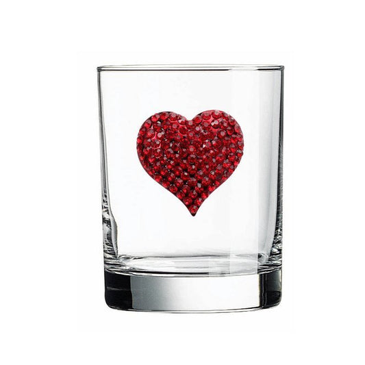 The Queens' Jewels Red Heart Jeweled Double Old-Fashioned Glassware | CeCe's Home & Gifts