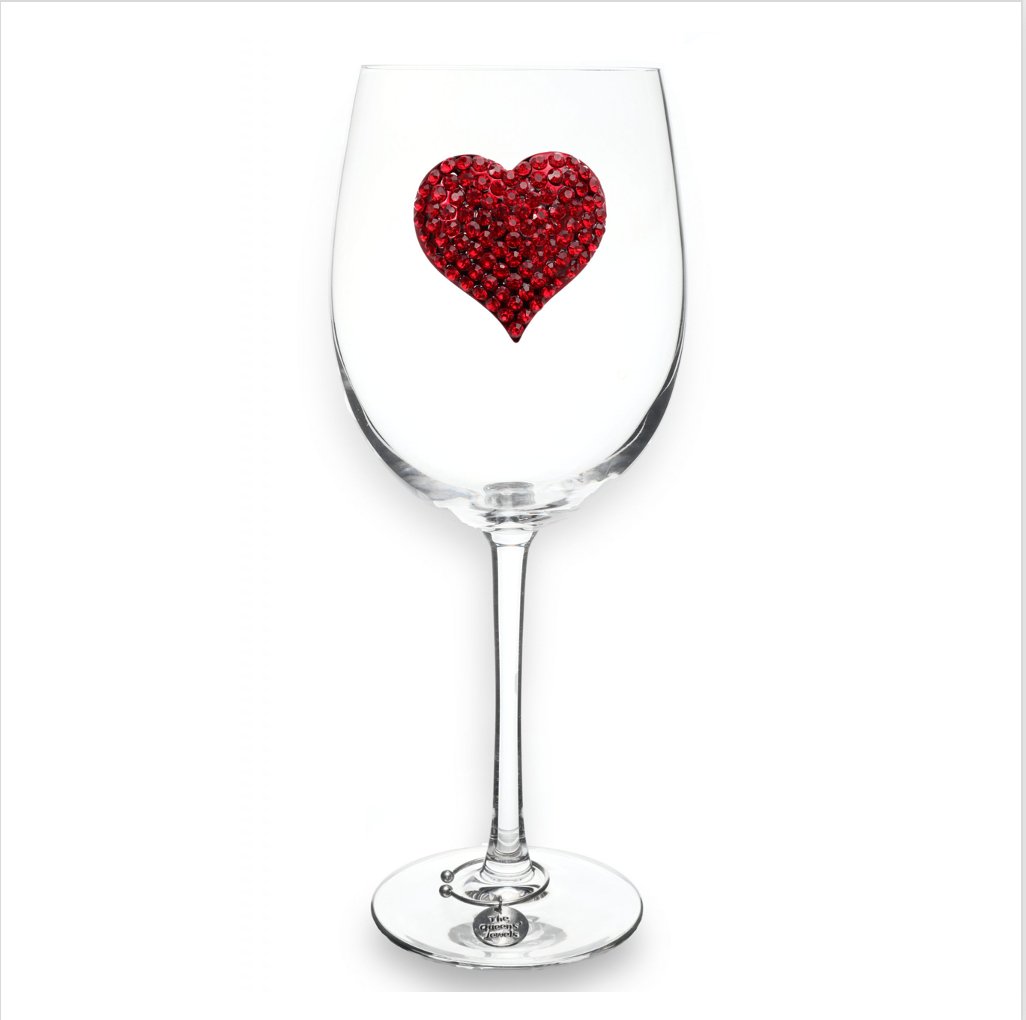 The Queens' Jewels Red Heart Jeweled Stemmed Glassware | CeCe's Home & Gifts