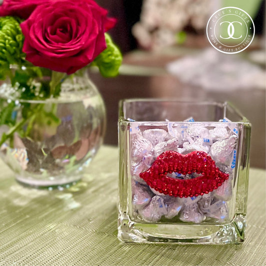 Red Lips Jeweled Decorative Glass Bowl - CeCe's Home & Gifts