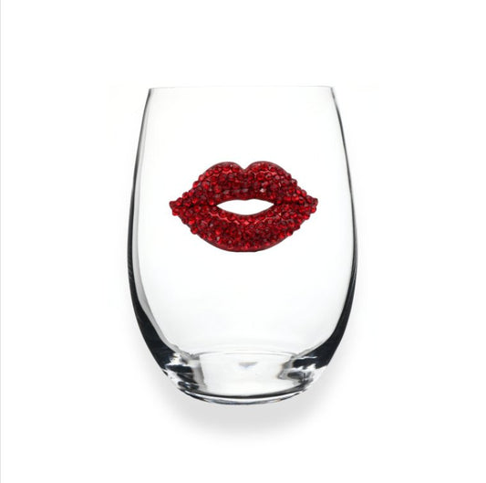 Red Lips Jeweled Stemless Glassware - CeCe's Home & Gifts