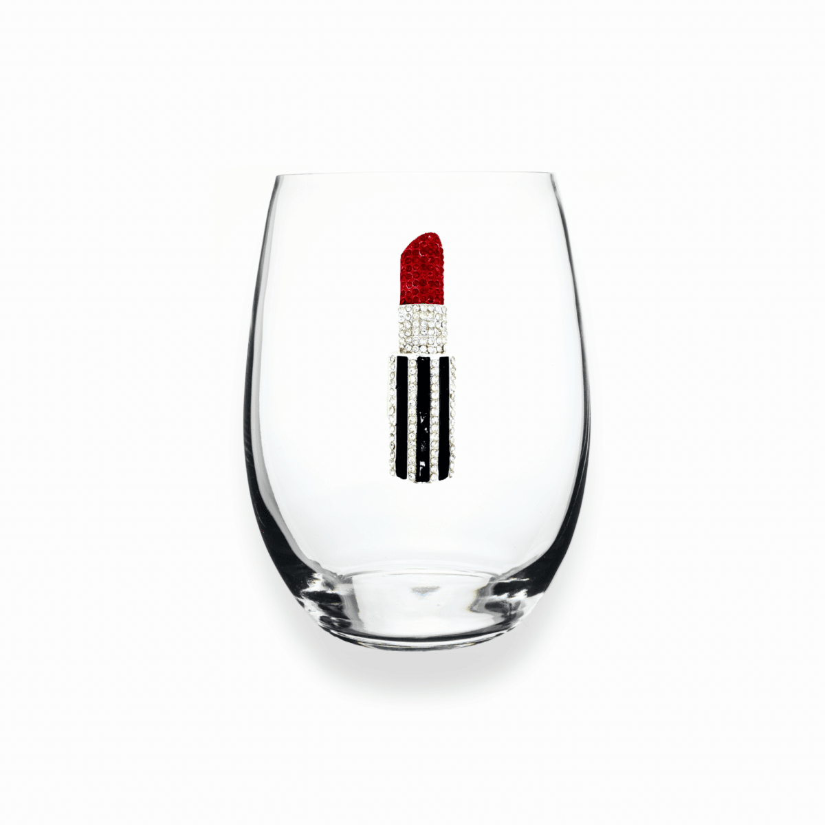 The Queens' Jewels Red Lipstick Jeweled Stemless Glassware | CeCe's Home & Gifts